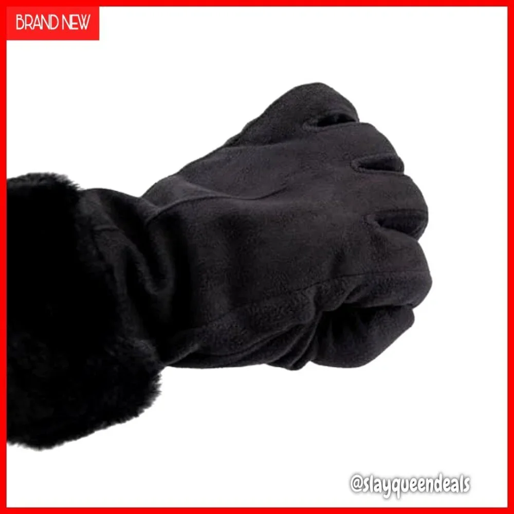 Touchscreen Water Repellent Stretch Gloves with Faux Fur Cuff